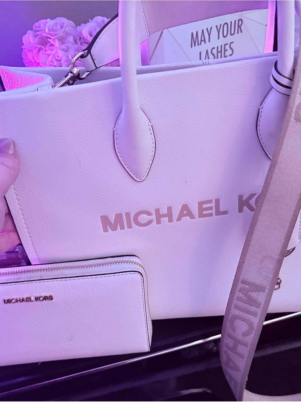 Michael Kors Cream/Beige Leather Tote with Matching Wallet
